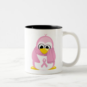 Taza Bicolor Pingüino del rosa del cáncer de pecho