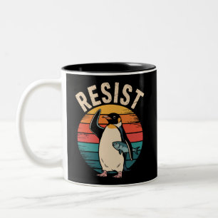 Taza Bicolor Pingüino Divertido Resiste Protesta Contra Arancel