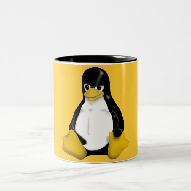 TAZA BICOLOR PINGÜINO ENOJADO DE LINUX TUX (Centro)