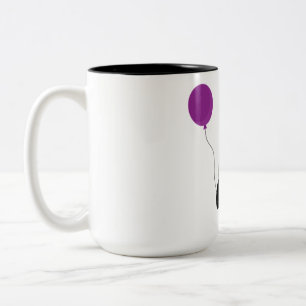 Taza Bicolor pingüino, globo, lindo