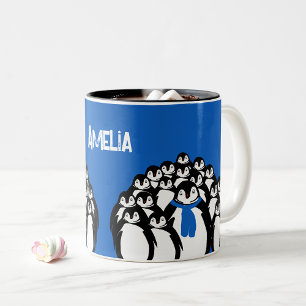 Taza Bicolor Pingüino Lindo Personalizado