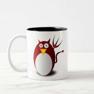 Taza Bicolor Pingüino Linux Tux Ubuntu Tridente Lucifer