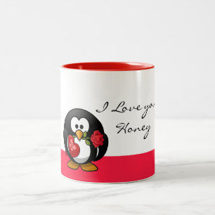 Taza Bicolor Pingüino Love Mug