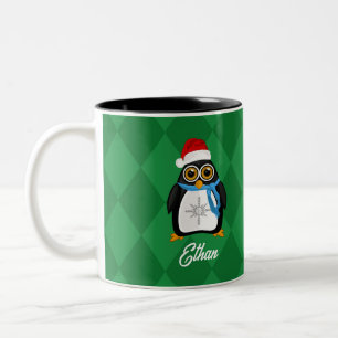 Taza Bicolor Pingüino navidad