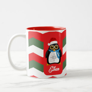 Taza Bicolor Pingüino navidad