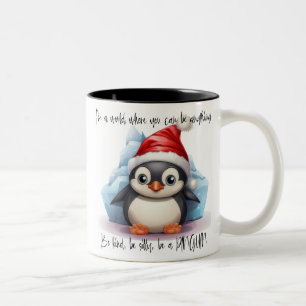 Taza Bicolor Pingüino Y Pingüino