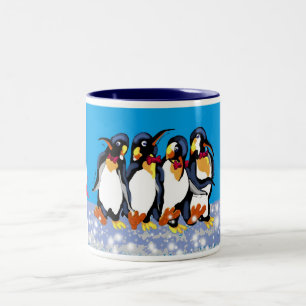 Taza Bicolor ¡Pingüinos en las entrañas, Feliz Navidad!