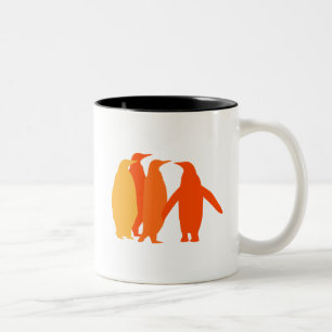 Taza Bicolor Pingüinos naranjas