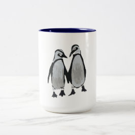 Taza Bicolor Pingüinos para Niños