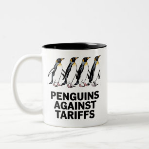 Taza Bicolor Pingüinos Vintage Protestan Contra Aranceles Diver