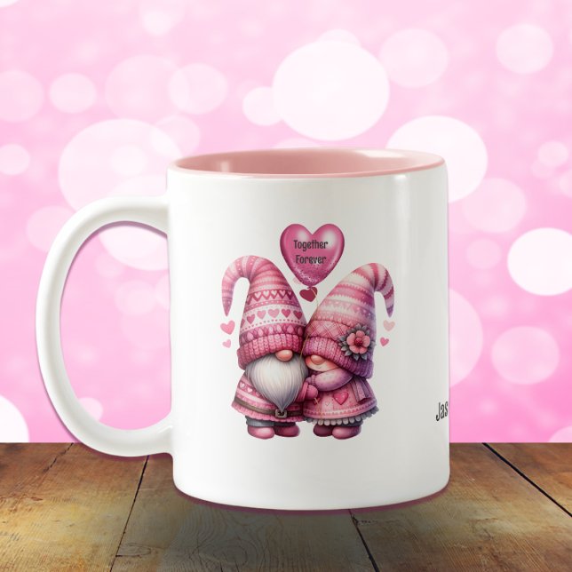 Taza Bicolor Pink Gnome Valentine Couple (Subido por el creador)