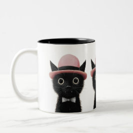 Taza Bicolor Pink Hat Purrfection Cute Black Cat