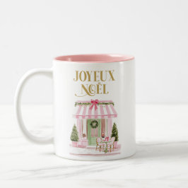 Taza Bicolor Pink Joyeux Noël Paris Cafe Christmas Mug