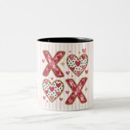 Taza Bicolor Pink Stripes XOXO hearts