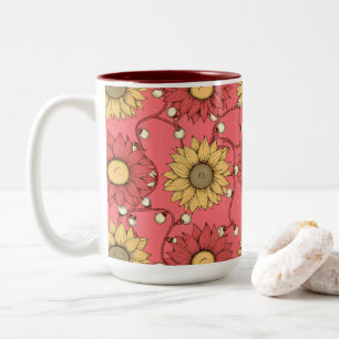 Taza Bicolor Pink Sunflowers Christmas
