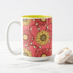 Taza Bicolor Pink Sunflowers Christmas