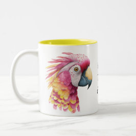 Taza Bicolor Pink & Yellow Parrot – Whimsical Tropical Bird