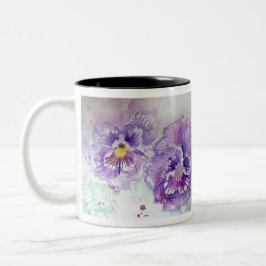 Taza Bicolor Pintado de color de agua floral de color púrpura p