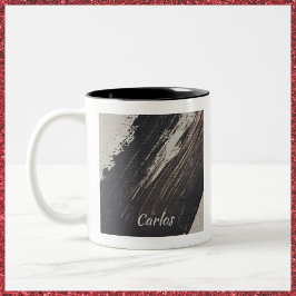 Taza Bicolor Pintado Masculino y Moderno Negro y Beige