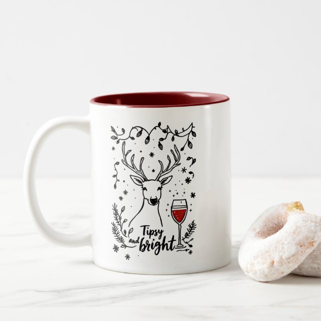 Taza Bicolor Pintor y venado brillante (Con donut)