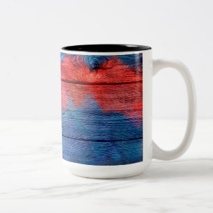 Taza Bicolor Pintura abstracta de madera de época #12