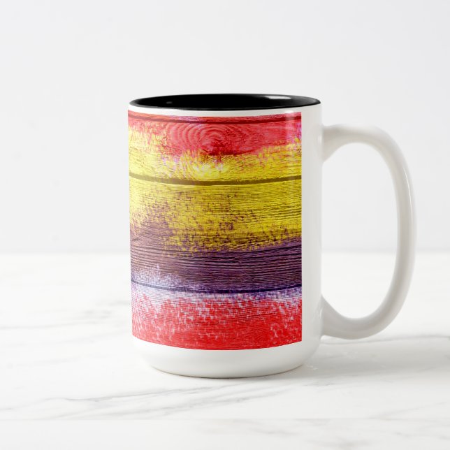 Taza Bicolor Pintura abstracta de madera de época #15 (Derecha)
