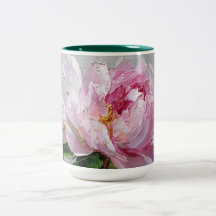 Pintura al óleo de peonía rosa elegante con impast