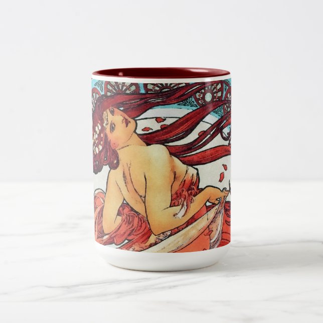 Taza Bicolor Pintura Art Nouveau de Alphonse Mucha Dance (Centro)