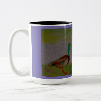 Taza Bicolor Pintura de color de agua, amigos de estanques
