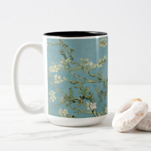 Taza Bicolor Pintura de flores de almendra de Van Gogh