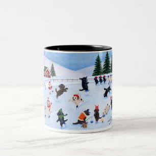 Taza Bicolor Pintura de la diversión de Labrador del navidad