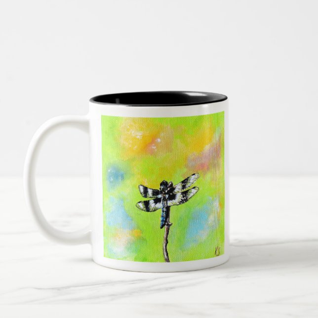 Taza Bicolor Pintura de la libélula que sumerge (Izquierda)