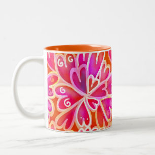 Taza Bicolor Pintura de los corazones rosados