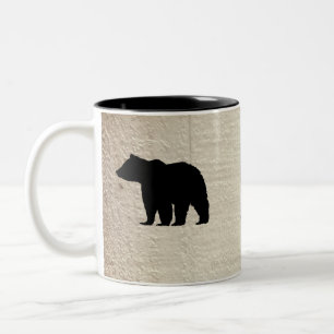 Taza Bicolor Pintura de madera de oso negro estilo rústico