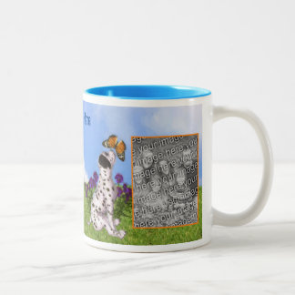 Taza Bicolor Pintura de Mariposa de Cachorro dálmata agrega tu