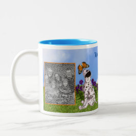 Taza Bicolor Pintura de Mariposa de Cachorro dálmata agrega tu
