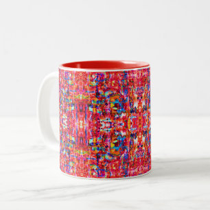 Taza Bicolor Pintura de olas abstractas coloridas lindas