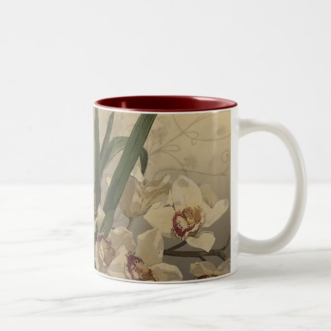 Taza Bicolor Pintura de orquídeas (Derecha)