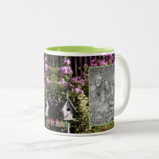 Taza Bicolor Pintura de pájaro de jardín de flores Añadir tu fo