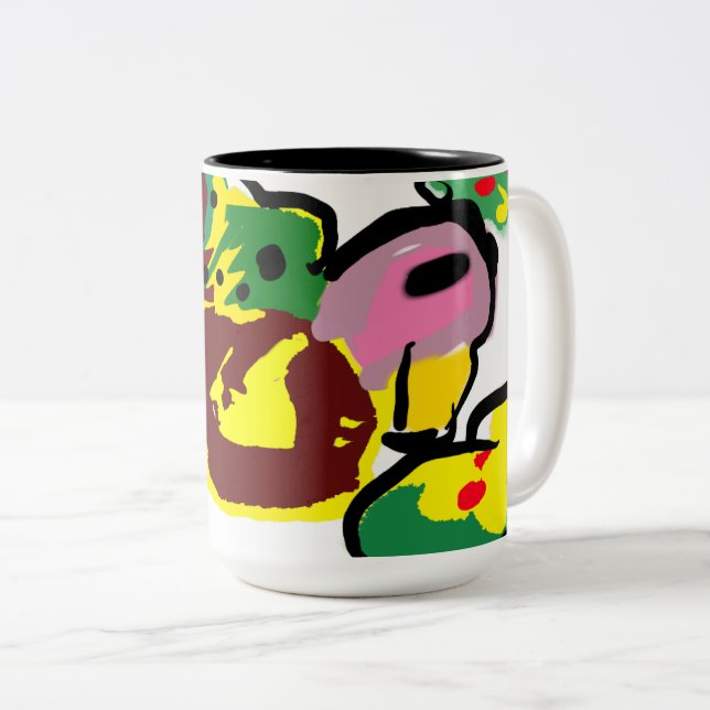 Taza Bicolor Pintura de pavo real (Anverso derecho)