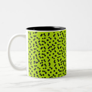 Taza Bicolor Pintura de puntos negros dálmata verde brillante d