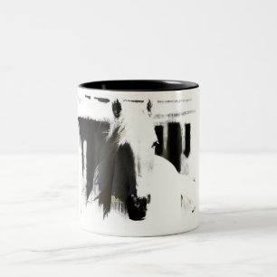 Taza Bicolor Pintura de Stallion blanco
