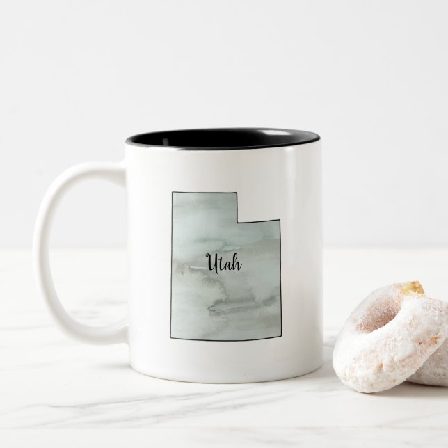 Taza Bicolor Pintura del Ilustracion del estado de Utah (Con donut)