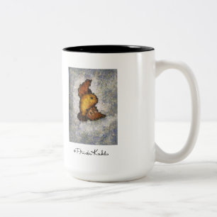 Taza Bicolor Pintura del pájaro del Monet-Estilo de Frida Kahl