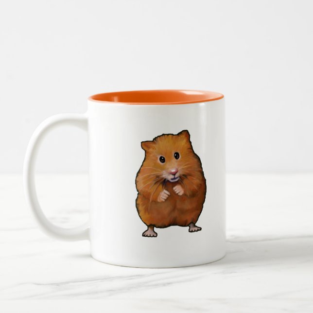 Taza Bicolor Pintura del pequeño hámster lindo: Arte (Izquierda)