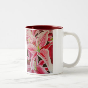 Taza Bicolor Pintura estelar de color lirio rosa