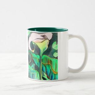 Taza Bicolor Pintura original de la acuarela de Arum Lily
