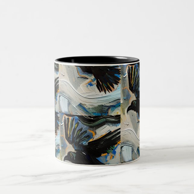 Taza Bicolor Pintura raven negra (Centro)