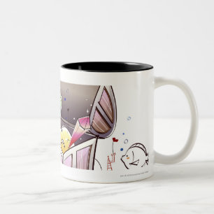 Taza Bicolor Pirata de sexo femenino que se coloca en un cofre