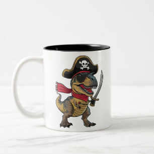 Taza Bicolor Pirate Dinosaur T-Rex Funny disfraz de Halloween